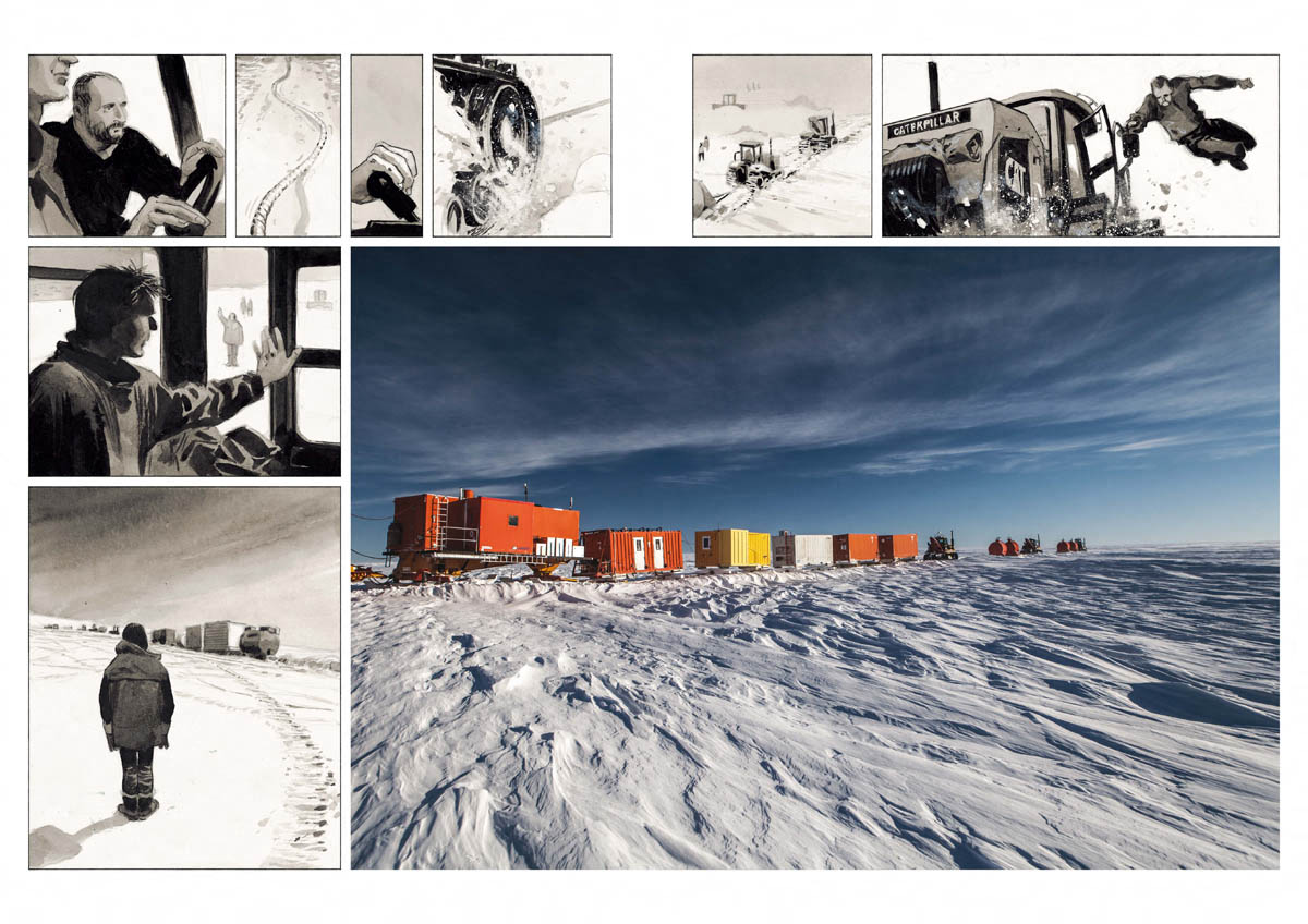 Francois et Emmanuel Lepage; ANTARCTIQUE on February 02 2013. Caravane sur la banquise et dessins