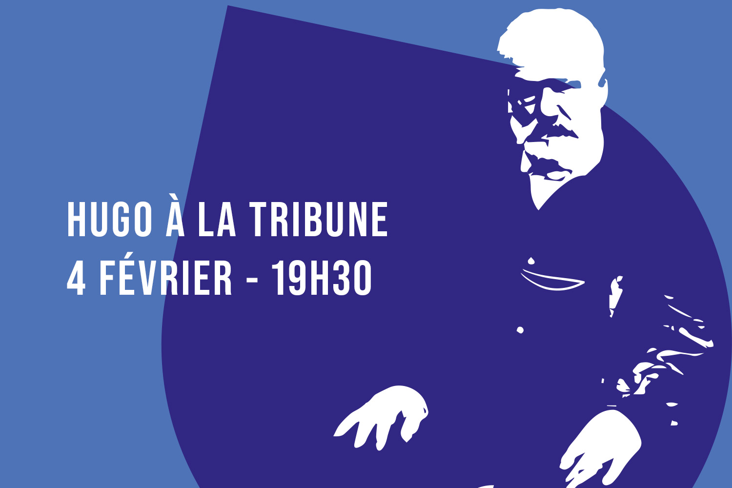 Affiche pour la lecture publique Hugo à la tribune