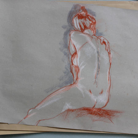 Croquis réalisé dans l'atelier modèle vivant de l'ECLA