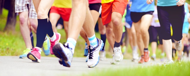 Vue sur des baskets de coureurs